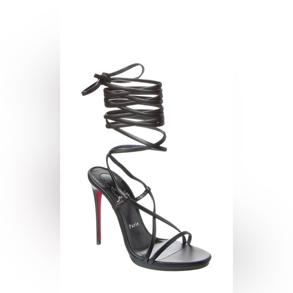 New Louboutin Black Strappy Heels